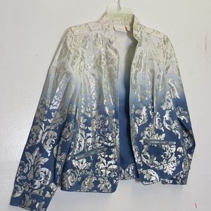 Chico’s Metallic blue ombre blazer Sz Sm